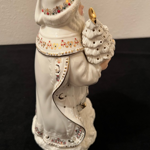 Vintage Lenox Pearl Father Christmas w/lighted Christmas Tree